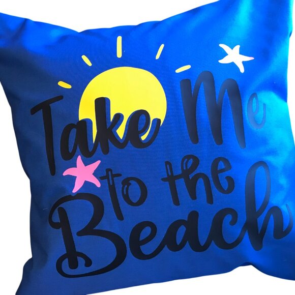 Handmade Beach Pillow Cover: Whimsical Ocean Décor, Eco Friendly, 18 x 18 inches - Picture 4 of 9